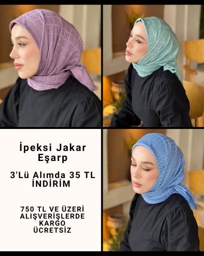 İpeksi Jakar Eşarp 3 Adet 675 TL Yerine 640 TL